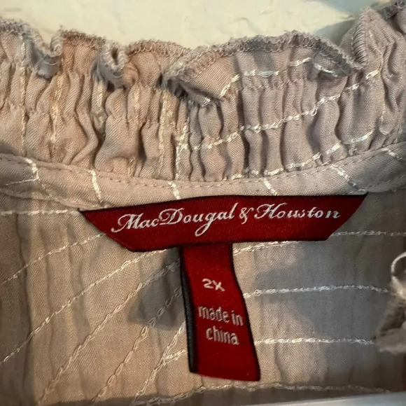 Mac Dougal & Houston Womens Button-Up Top 2X Gray Cotton Puff Sleeves Y2K - Picture 3 of 7